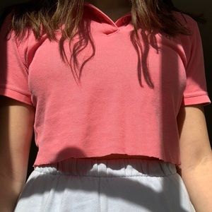 PINK CROPPED POLO